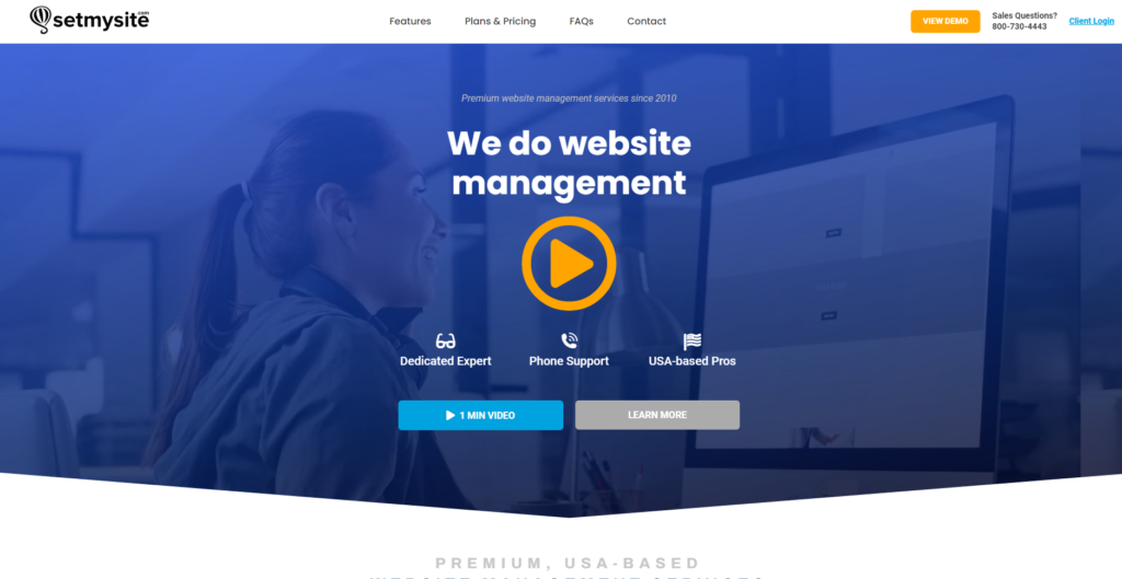 SetMySite website hompeage offering WordPress website maintenance and management services