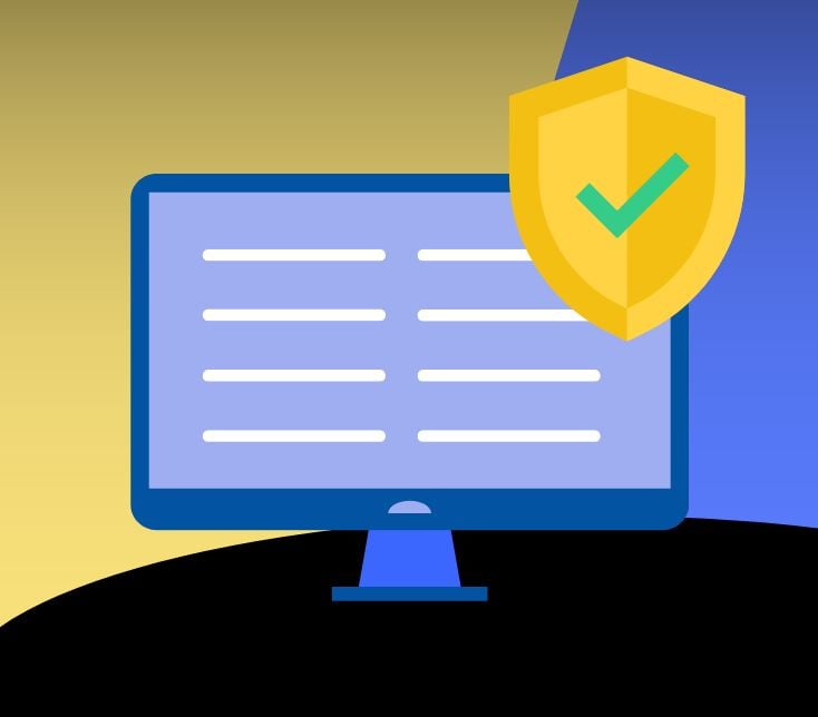 Computer screen with security shield icon